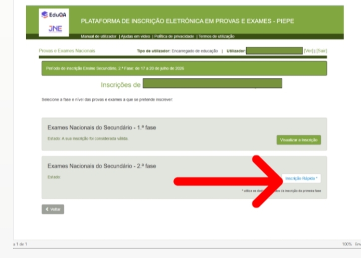 Exames nacionais 2025 2026 inscricoes 2ª fase